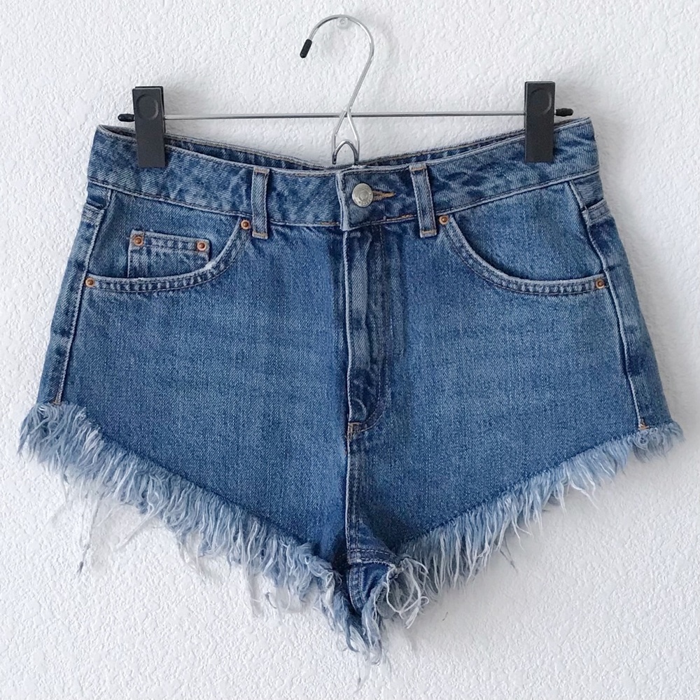 topshop kiri moto frayed hem shorts